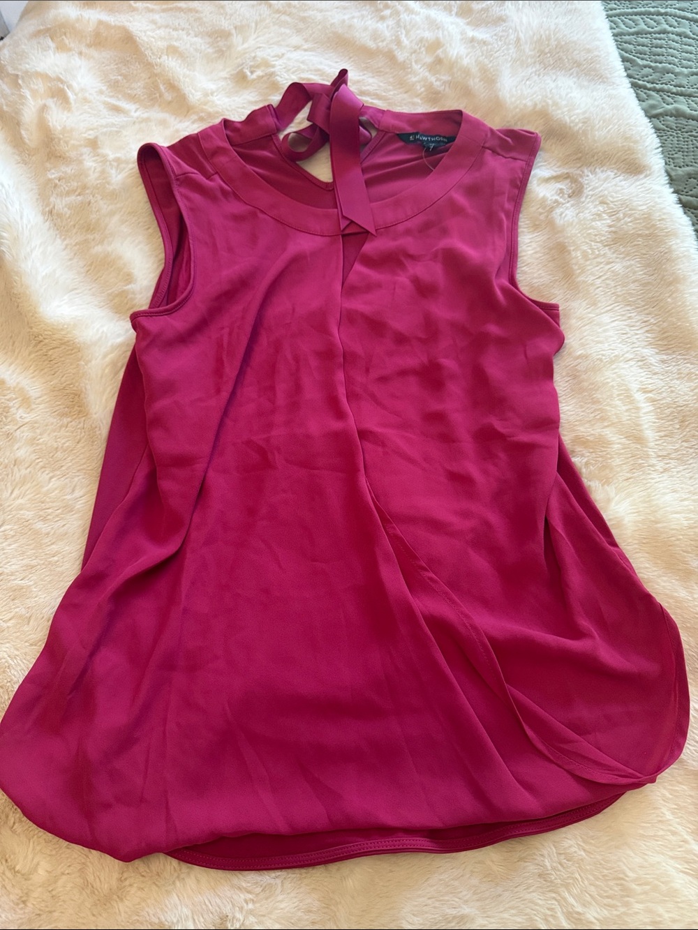 Express Magenta Tie-Neck Sleeveless blouse